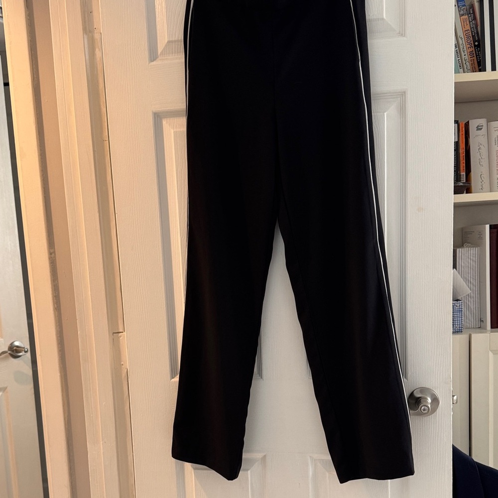 Maeve Black Pants with White Stripes